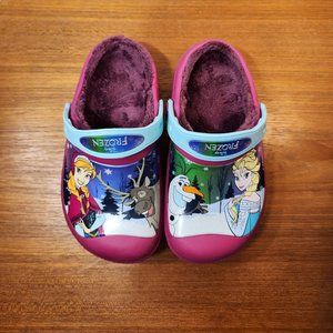 CROCS 3D Disney FROZEN Purple Lined Clogs Girls (J 1)
